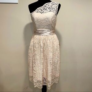 Tevolio for Target blush lace, one shoulder dress with pockets